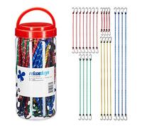 Relaxdays Bungee Cord, Set of 24, Tensioner with Hook, Camping, Car, Bicycle, Universal Expander, 5 Sizes, Multicoloured