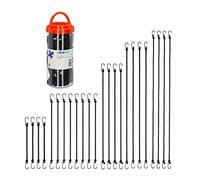 Relaxdays Bungee Cords with Hooks, Set of 24, Bike & Car Cargo Strap, Universal Elastic Band for Luggage, 5 Sizes, Black