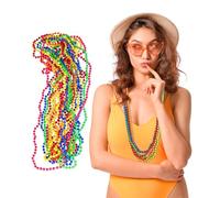 Relaxdays Bunte Perlenkette 30er Set, Neon, Hippiekette, Kostüm-Accessoire, 80er Jahre Motto-Party, Karneval, Mehrfarbig