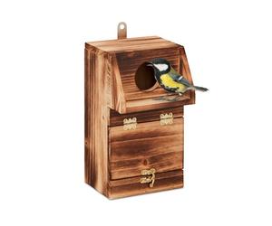 Relaxdays Burnt Effect Nesting Box Cleaning Flap