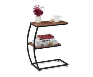 Relaxdays C-Form Side Table with Two Shelves