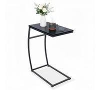 Relaxdays C-Shaped Side Table, HWD: 58.5 x 47.5 x 25 cm, Snack Table for Couch, Sofa & Bed, Metal & MDF, Black