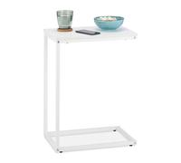 Relaxdays C-Shaped Side Table White