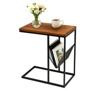Relaxdays C-shaped side table with newspaper rack