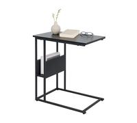 Relaxdays C-table with storage shelf and compartment, HxWxD 60 x 55 x 36 cm, for sofa & bed, metal & MDF, black