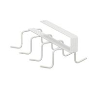 Relaxdays Cabinet Insert, 8 Hooks, Metal, No Drilling Necessary, Hanger Rack, Multipurpose, HWD: 6.5 x 10 x 18 cm, White