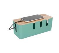 Relaxdays Cable cover box for 2 power strips, wood and plastic, HLP: 11.5 x 30.5 x 12.5 cm