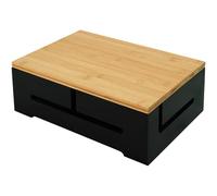 Relaxdays Cable Management Box with Ventilation, Bamboo, Black, 11x32x22 cm