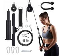 Relaxdays Cable Pulley, 2 m steel cable Ø5 mm, 70/90 cm, black | Nylon/stainless steel/ABS cable for lat pulldown and bicep curls