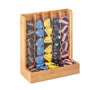 Relaxdays Cafissimo Capsule Dispenser, Coffee Pod Holder, Storage Rack, Bamboo & Acrylic, HxWxD: 29x24.5x12 cm, Natural