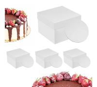 Relaxdays Cake Box Set of 4, in ake boards, 30x30x30 cm, for weddings & birthdays, white cardboard