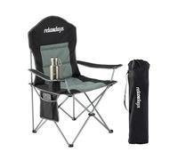 Relaxdays camping chair, foldable, carry bag, drink holder, 160 kg, padded, polyester, steel, black