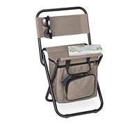 Relaxdays camping chair with bag, foldable, with back support, outdoor seat, folding fishing stool, garden chair, beige