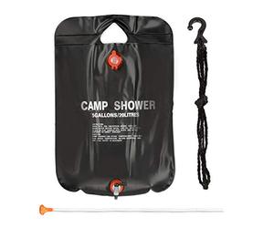 Relaxdays Camping Shower 20 L Solar Shower Camping Hanging Foldable with Hand Shower, Mobile Outdoor Shower, Black