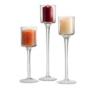 Relaxdays Candle Holder 3-Piece Set 3 Sizes Glass Pillar Candles Tea Light Floating Candles Candle Holder Transparent
