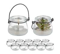 Relaxdays Candle Lanterns, 20% iron 80% glass, Clear/Black, 6.5 x 7.5 cm