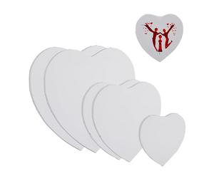 Relaxdays Canvas, Heart-shaped, Set of 6, 3 Different Sizes, Watercolour & Acrylic Painting, Blank Frame, White, Fibreboard