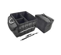 Relaxdays Car Boot Organizer with Lid and Removable Cooler Bag, Foldable, 30x40x40 cm, Black