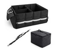 Relaxdays Car Boot Organizer with Lid, Removable Cooler Bag, Foldable, 30x60x40 cm, Black
