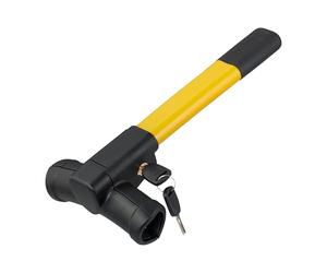Relaxdays Car Steering Wheel Lock, Adjustable, Anti-Theft Device, Van Crook Protection, Universal, Steel, Yellow/Black