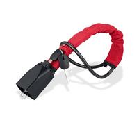 Relaxdays Car Steering Wheel Lock, Seat Beat Attachment, Anti-Theft Device, Van Crook Protection, Steel, Red/Black, Nylon, 70 x 6 x 4.5 cm