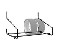 Relaxdays Car Tyre Rack Wall-Mounting, for 4 Tyres, Telescopic Holder, Garage Shelf, up to 80kg, Foldable, Steel, Black