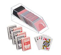 Relaxdays Dealing Shoe, Holder with 6 Decks, Blackjack Card Dispenser, HxWxD:10 x 10 x 29cm, Transparent/Black, 10 x 10 x 29 cm