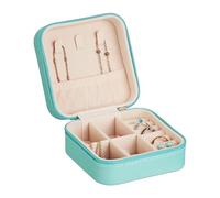 Relaxdays Case, Small Jewellery, Rings & Necklaces, Mini Box for Travel, HWD: 5 x 10 x 10 cm, Turquoise