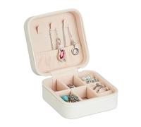 Relaxdays Case, Small Jewellery, Rings & Necklaces, Mini Box for Travelling, HWD: 5 x 10 x 10 cm, White