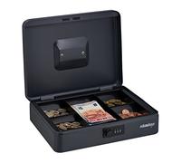 Relaxdays Cash Box, 3-Digit Combination, Steel, Cash Box for Coins, Notes, HBT 8.5 x 30.5 x 25 cm, Grey