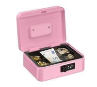 Relaxdays Cash Box, Coin Counter Tray Combination Lock Change & Notes, Steel, H x W x D: 8.5 x 20 x 17 cm, Pink