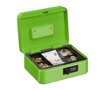 Relaxdays Cash Box, Coin Counter Tray Combination Lock Change & Notes, Steel, H x W x D: 8.5 x 20 x 17 cm, Green