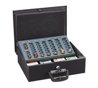 Relaxdays Cash Box Lockable, Coin Counting Board & 4 Note Compartments, incl. 2 Keys, Iron, 11.5 x 36 x 28.5 cm, Grey