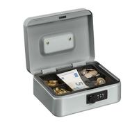 Relaxdays Cash Box, Coin Counter Tray Combination Lock Change & Notes, Steel, H x W x D: 8.5 x 20 x 17 cm, Silver, Iron
