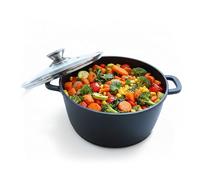 Relaxdays cast Aluminium braising pan with Glass lid, Non-Stick, for Induction, H x D: 15 x 32 cm, Black