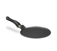 Relaxdays Cast aluminium crepe pan 25 cm, non-stick cast iron pan for crepes, easy to clean, extra flat, black