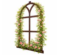 Relaxdays Cast-iron Barn Window, Vintage Frame & Rustic Trellis, H: 68 x 44 cm, antique brown