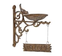 Relaxdays Cast Iron Bird Bath WELCOME