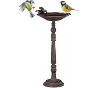 Relaxdays Cast Iron Bird Bath with Stand, Garden Decor, Bird Feeder, Water Bowl