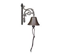 Relaxdays Cast Iron Door Bell, Antique Design, Hanging Doorbell, for Outdoors, with Rope, Vintage, Wall Mounted, Brown