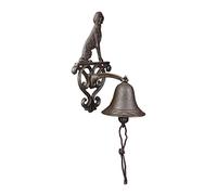 Relaxdays Cast Iron Door Bell, Antique Design, Hanging Doorbell with Dog, for Outdoors, with Rope, Wall Mounted, Brown