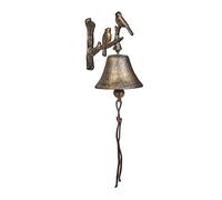 Relaxdays Cast Iron Door Bell, with Bird, Hanging Doorbell with Rope, 20 x 10 x 13 cm, for Outdoors, Wall Mount, Bronze