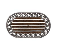 Relaxdays Cast Iron Doormat with Bristles, Oval 4 x 73 x 42 cm, Art Nouveau Rustic Welcome Mat, Bronze, 42 x 73 x 4 cm