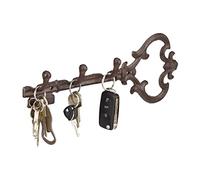 Relaxdays Cast Iron Key Hooks, in the Shape of A Key, 3 Hooks, Antique Cottage-Style, Hxwxd: ca 12.5 x 33 x 4.5 cm, Brown