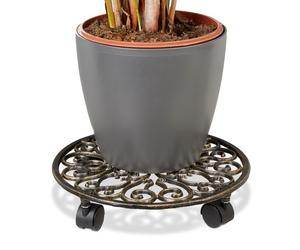 Relaxdays Cast-Iron Plant Caddy Set of 2