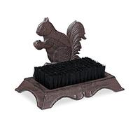 Relaxdays Cast Iron Shoe Brush, Hard Bristles, Antique, Outdoor Boot Scraper, Squirrel Design, Brown, 18.5 x 24 x 14cm