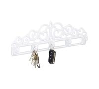 Relaxdays Cast Iron Wall Coat Rack, 5 Hooks, Antique Cottage-Style, HxWxD: ca 13.5 x 42 x 4 cm, White
