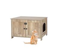 Relaxdays Cat Cabinet for Litter Tray, Lockable & Partition, Side Entrance, 46x78.5x44.5cm, Brown