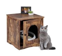 Relaxdays Cat Cabinet for Litter Tray, Separate Partition, Side Entrance, Industrial Design, HWD: 50 x 48 x 50 cm, Brown, Fibreboard