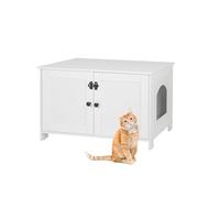 Relaxdays Cat Cabinet with Lock & Partition for Litter Tray, Side Entrance, 46 x 78.5 x 44.5 cm, White